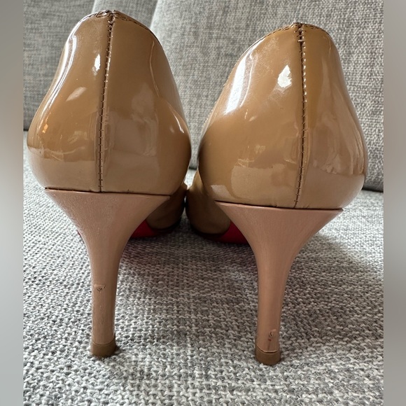 Louboutin Simple Pump 85 Nude Patent Calf Almond Toe - Picture 9 of 9